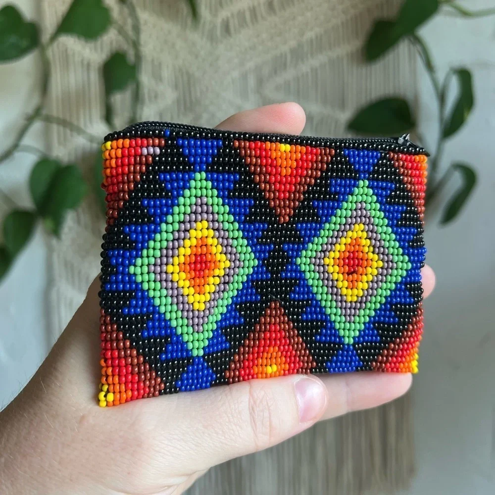 Authentic Navajo Beaded Coin Purse – Handmade Wallet by Native American Artist